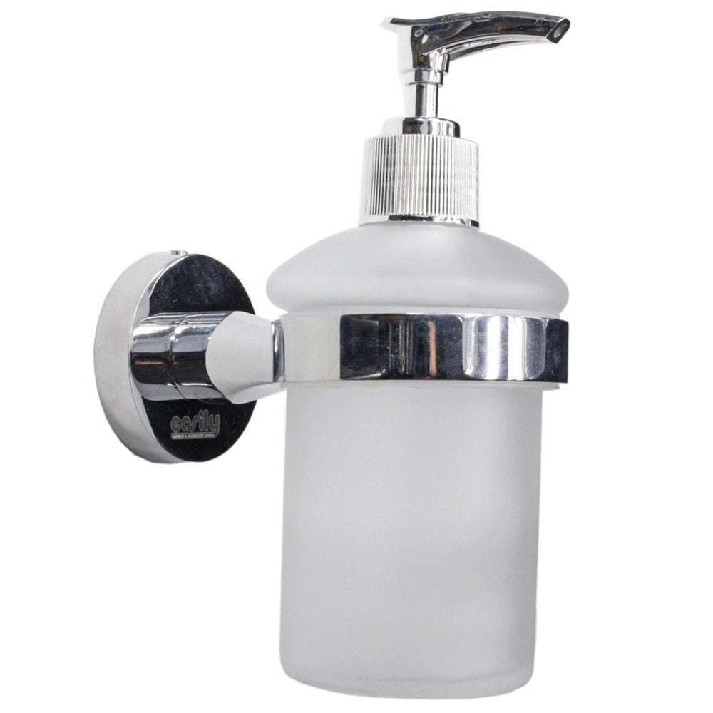 Trade Shop - Dispenser Per Sapone Liquido A Muro Parete In Acciaio E Vetro Fissaggio Con Viti -