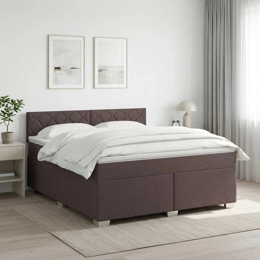 Letto box spring con materasso Marrone Scuro 140 x 190 cm 3450484