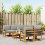 Set di divani da esterno 9 pcs Grigio Naturale e Chiaro