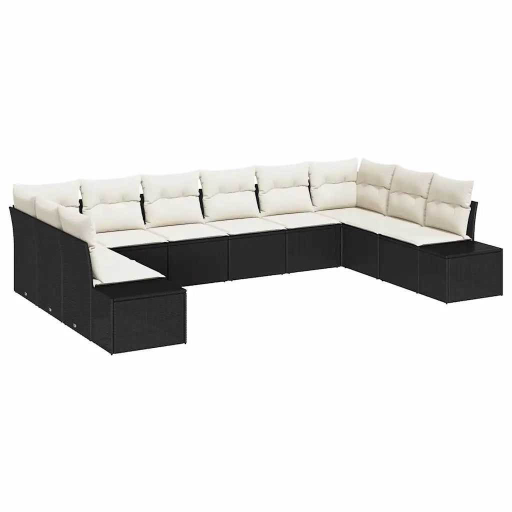 Set Divano da Giardino con cuscino 10 pcs Nero polyrattan 3347237