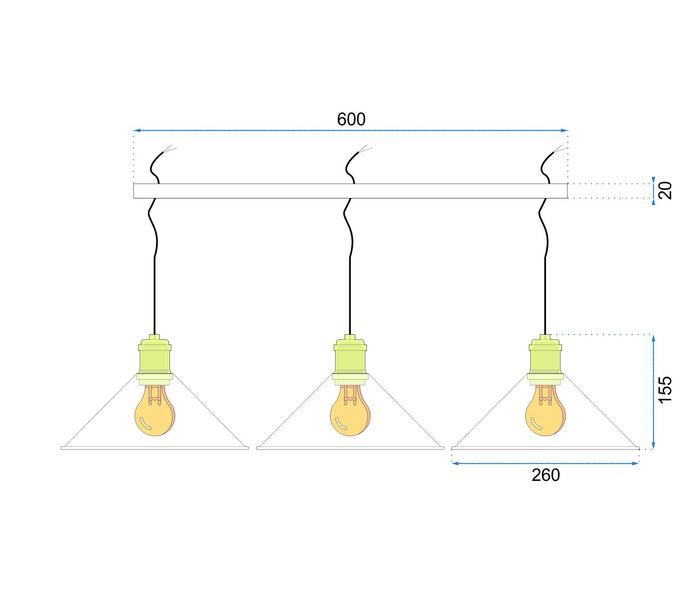 Lampada Da Soffitto Pensile Porto Black 3cp