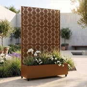 Fioriera con Spalliera Aaskis a Rotelle in Acciaio 190 x 120 x 38 cm - Marrone casa.pro