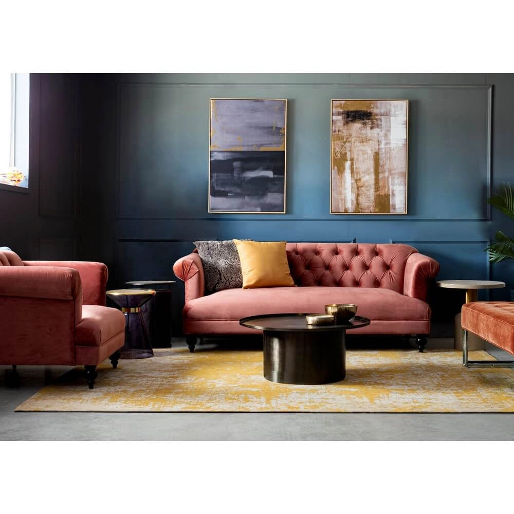 Tavolino in vetro trasparente con anello decorativo dorato - VERDANT