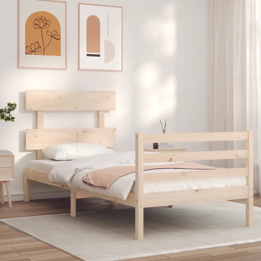 Giroletto con Testiera-Struttura Letto con testiera 90x200 cm in Legno Massello 569202