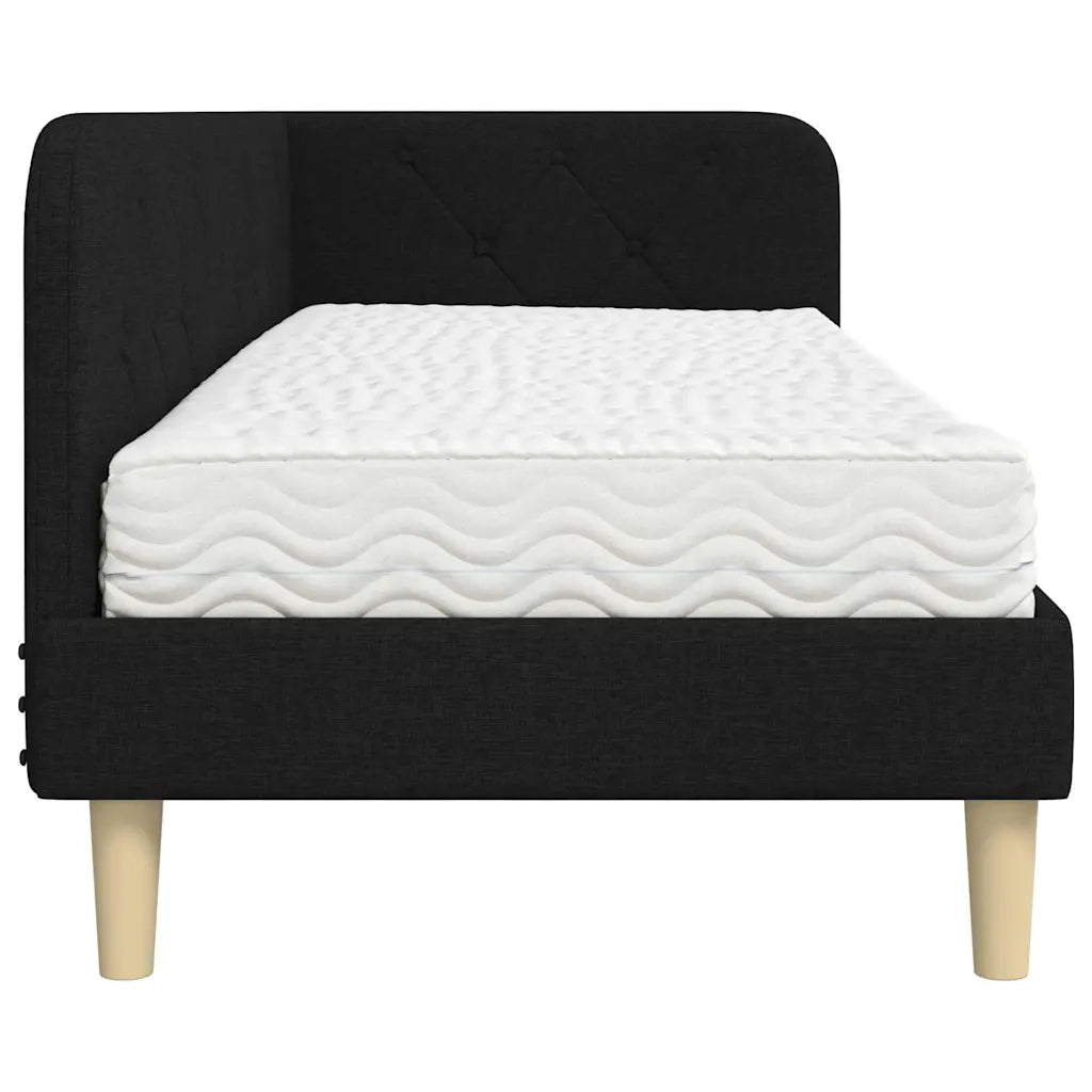 Cornice del letto ad angolo Nero 80 x 200 cm Tessuto