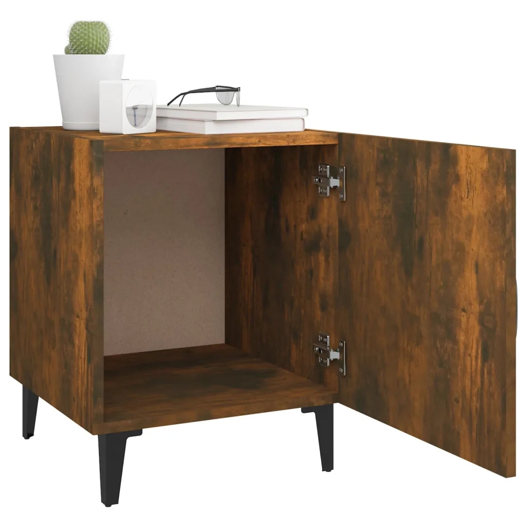 Set di 2 Comodini | Armadio da Notte | Mobiletto da notte Rovere Fumo in Legno Multistrato
