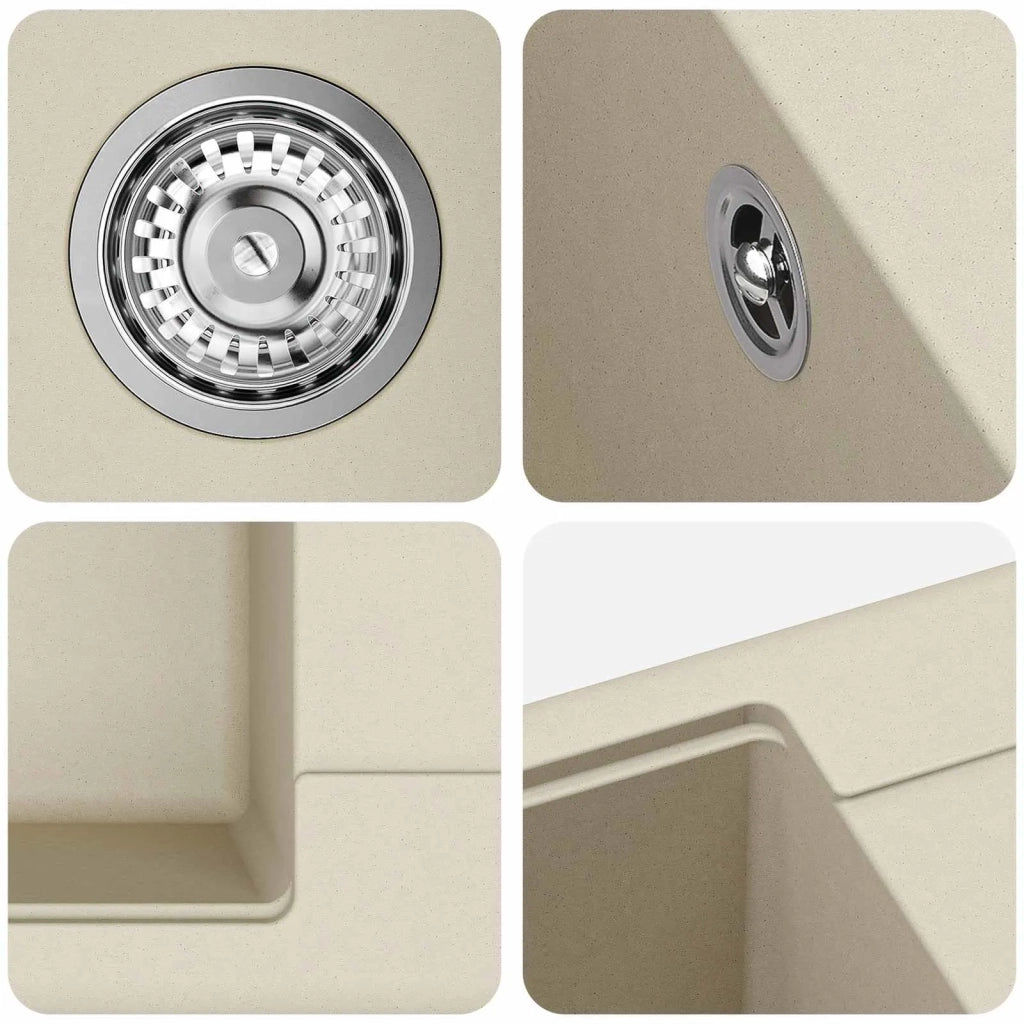 Lavello Beige 670 x 460 mm 80% Quarzo e 20% Resina