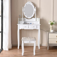 Toeletta Trucco Elena con Specchio e Sgabello Luci Led Freddo Caldo Specchiera