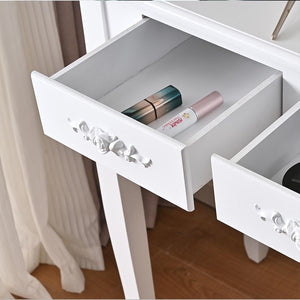 Toeletta Trucco Elena con Specchio e Sgabello Luci Led Freddo Caldo Specchiera