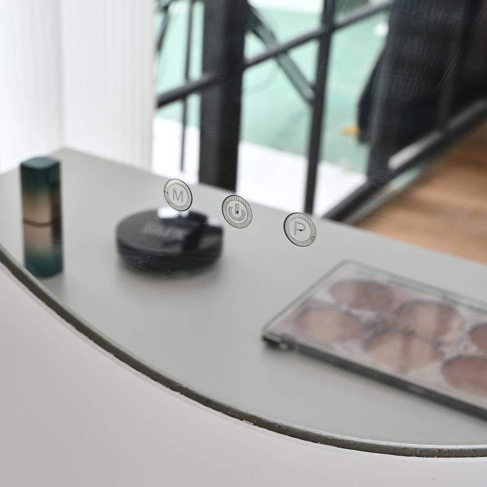 Toeletta Trucco Elena con Specchio e Sgabello Luci Led Freddo Caldo Specchiera