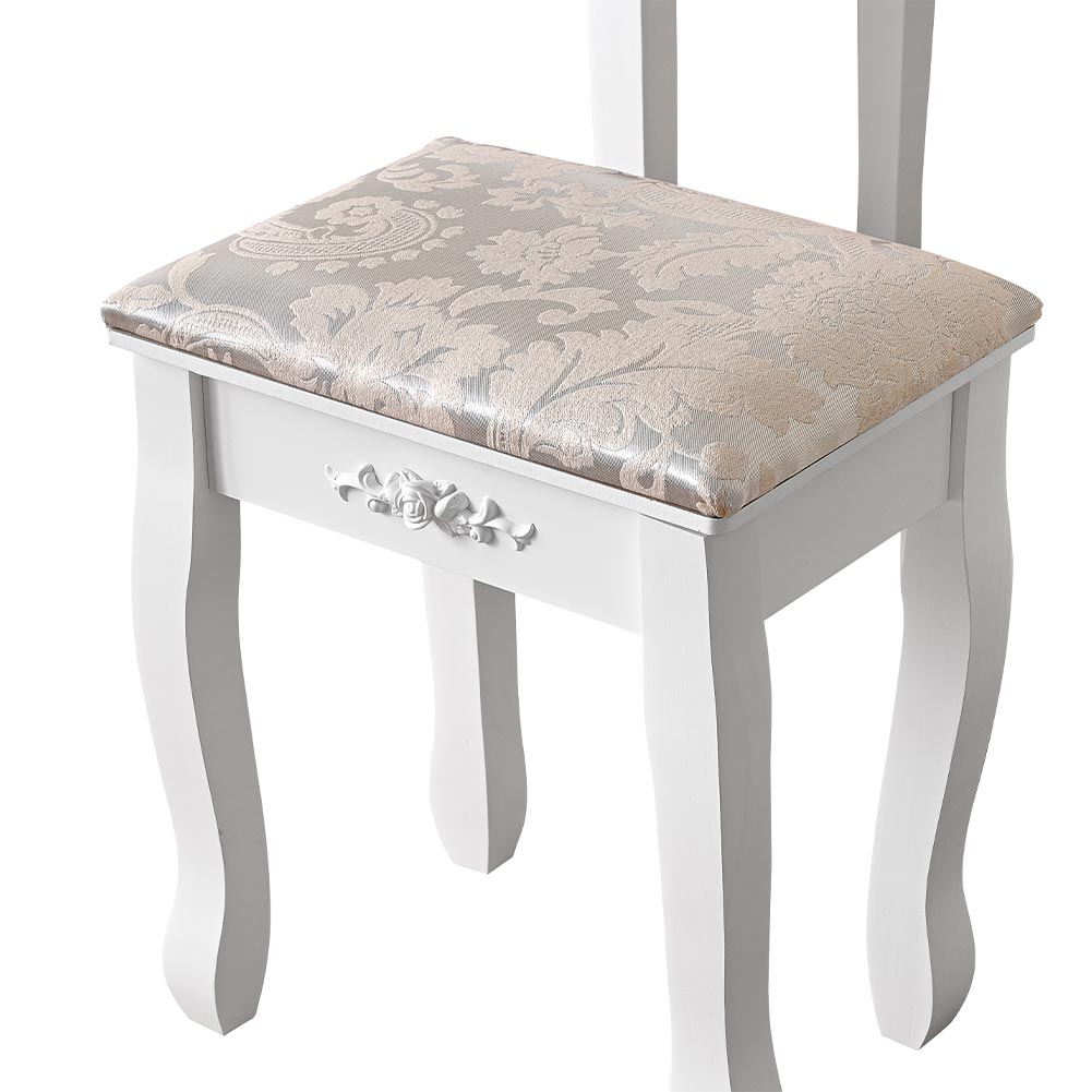 Toeletta Trucco Elena con Specchio e Sgabello Luci Led Freddo Caldo Specchiera