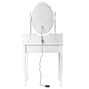 Toeletta Trucco Elena con Specchio e Sgabello Luci Led Freddo Caldo Specchiera