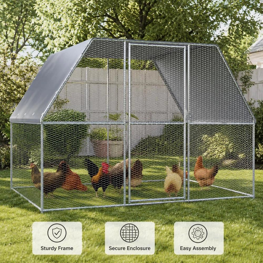 Chicken Cage, Silver And Grey, 3x2x2 M, Galvanized Steel