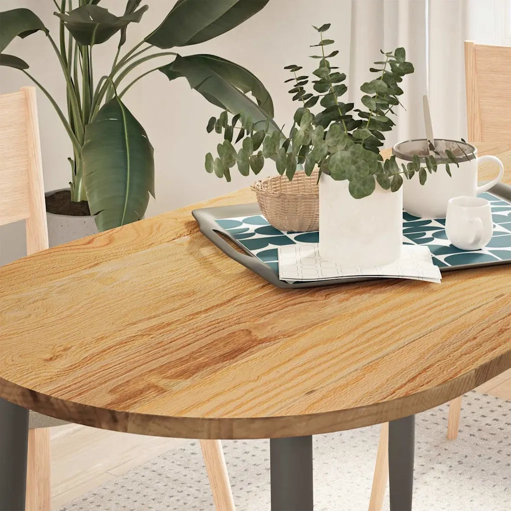 Piano Tavolo | Superficie Tavolo | Piano Scrivania Marrone Chiaro 120x60x2cm in Rovere Massello Ovale