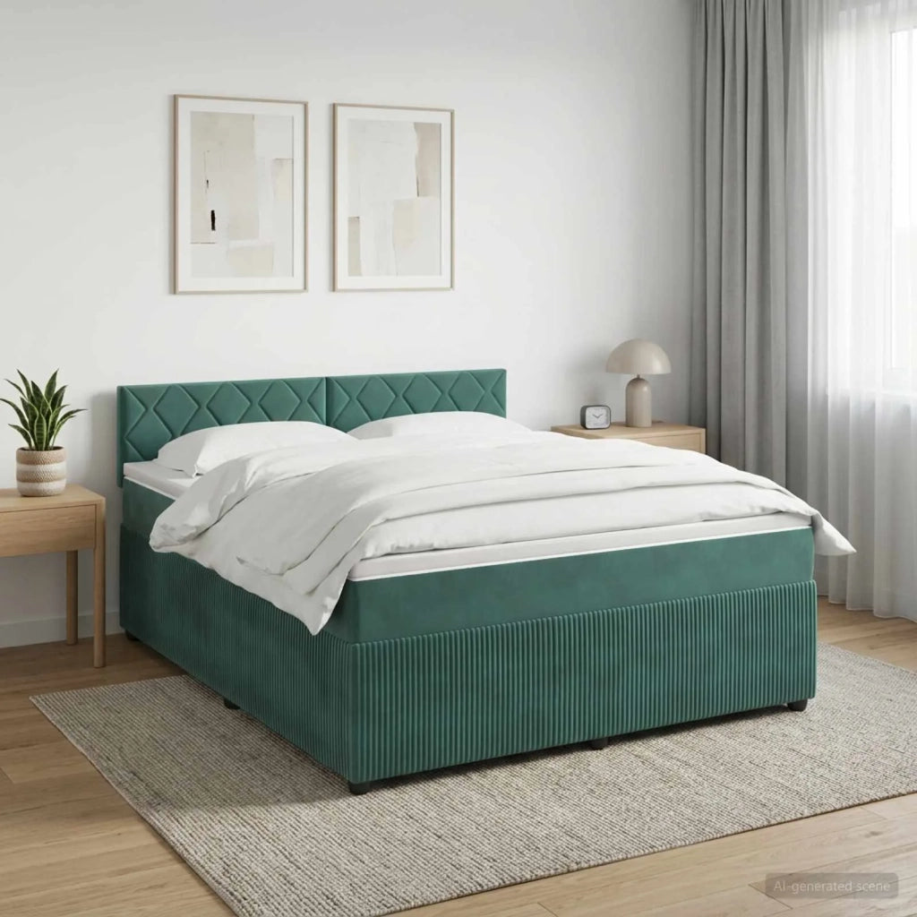 Letto box spring con materasso Verde Scuro 180 x 200 cm Velluto 3451736