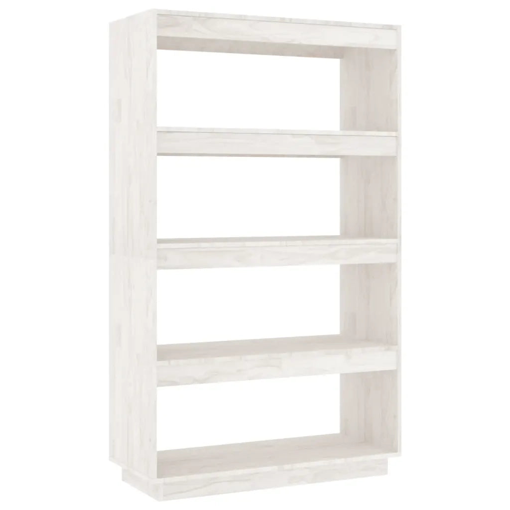 Libreria Divisorio-Scaffale per Libri-Mobile di Stoccaggio Bianco 80x35x135 cm Legno Massello di Pino