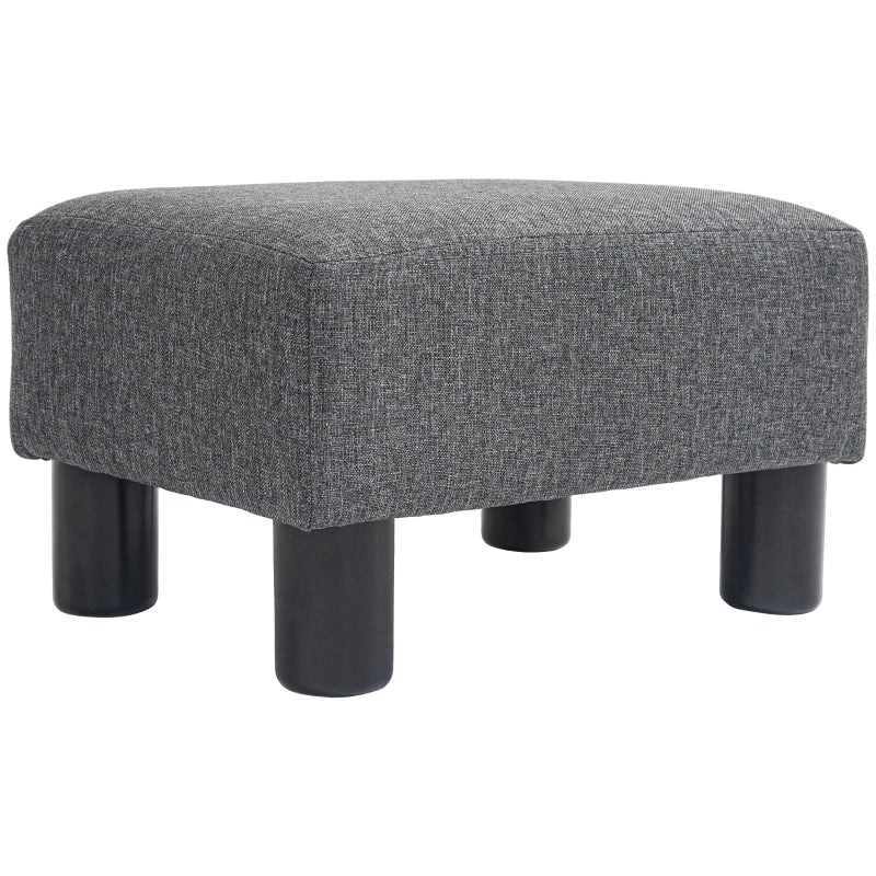 POUF Rettangolare 40x30x24 cm Tessuto Effetto Lino Grigio Scuro