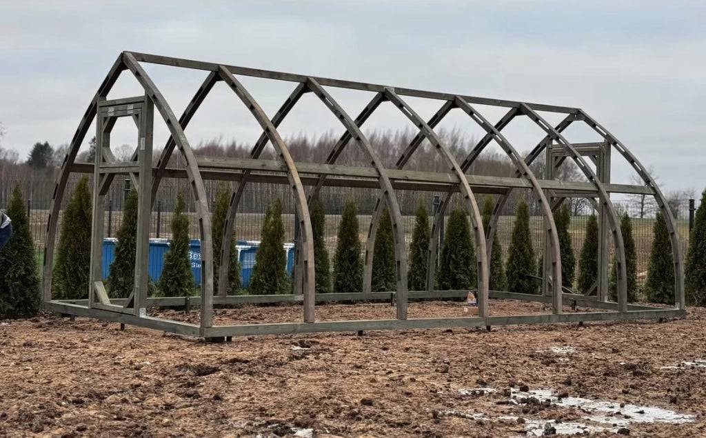 Serra da giardino Arched Wood 3 x 4 m (12 m²), 6 mm con rivestimento in policarbonato