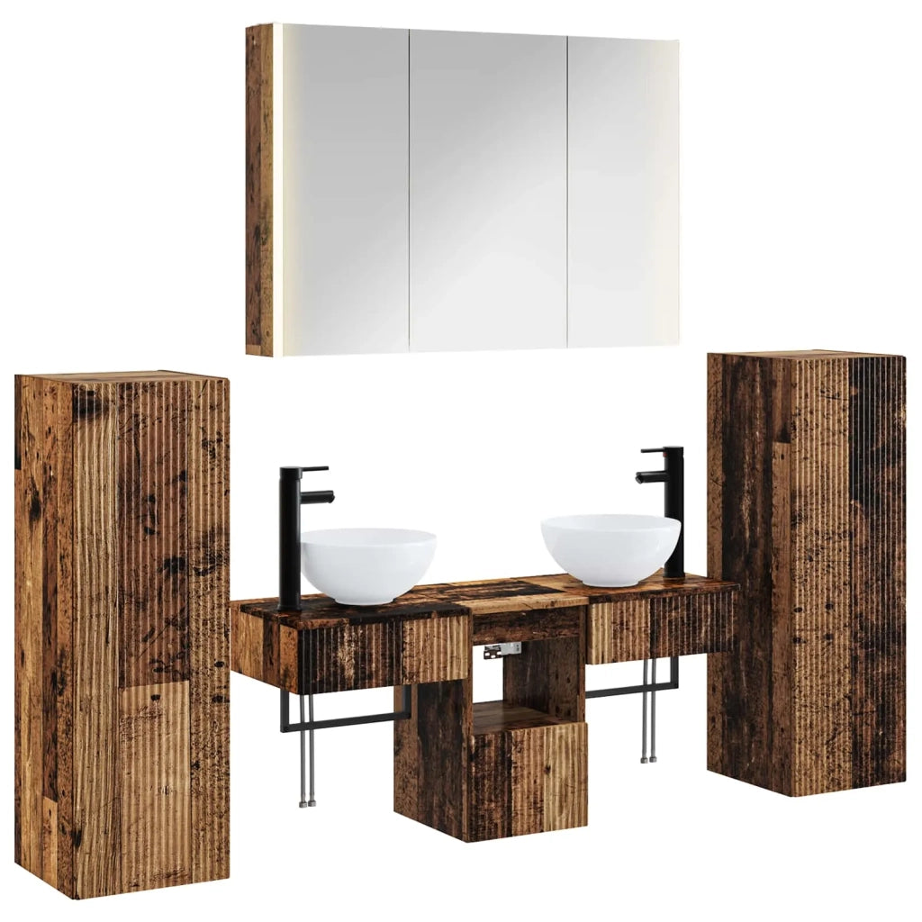 Set di mobili per il bagno 6 pcs Legno antico 3407125