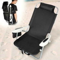 Spiaggina Pieghevole Alluminio con Borsa Termica Reclinabile e Spallacci Nero