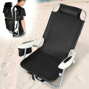 Spiaggina Pieghevole Alluminio con Borsa Termica Reclinabile e Spallacci Nero