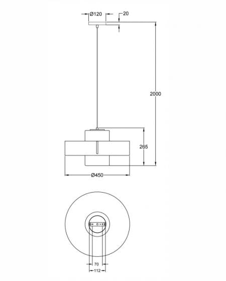 Lampada a Sospensione Loto Ø450mm in Metallo e Vetro Soffiato Antracite, Attacco E27 40W, IP20, Classe 1 - Design Moderno Elegante