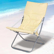 Trade Shop - Spiaggina Sedia Canapone In Acciaio Tessuto Imbottito Pieghevole Relax Beige -