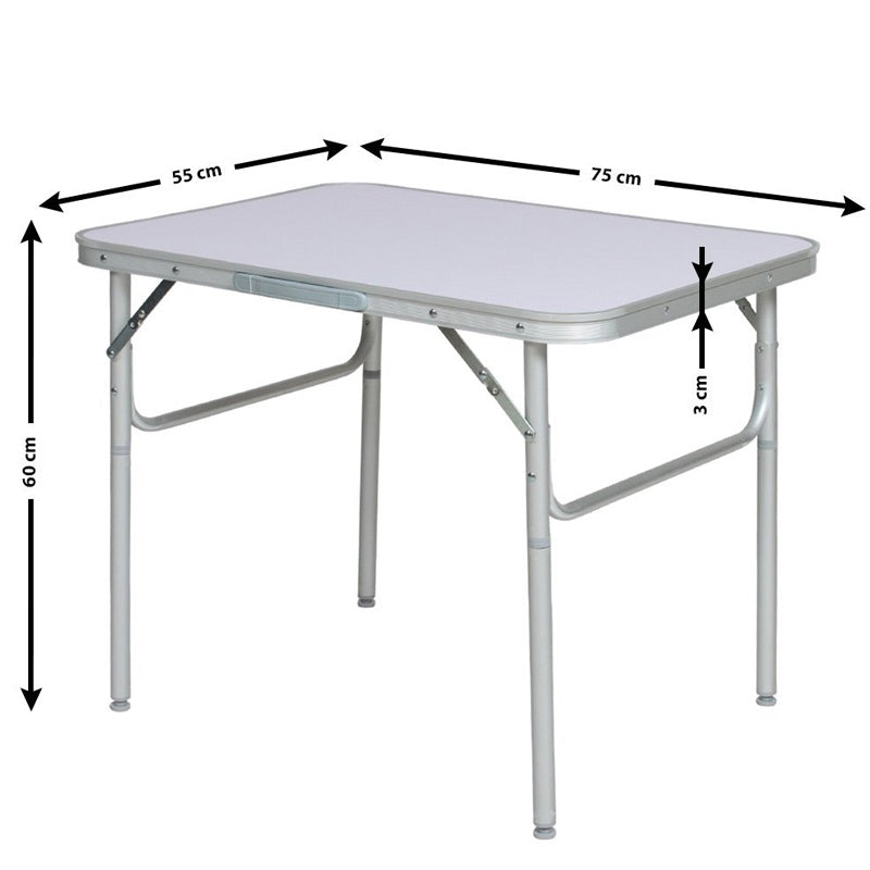 Tavolino PIC NIC Pieghevole in Alluminio 75x55 H60cm Ideale per Campeggio e Gite