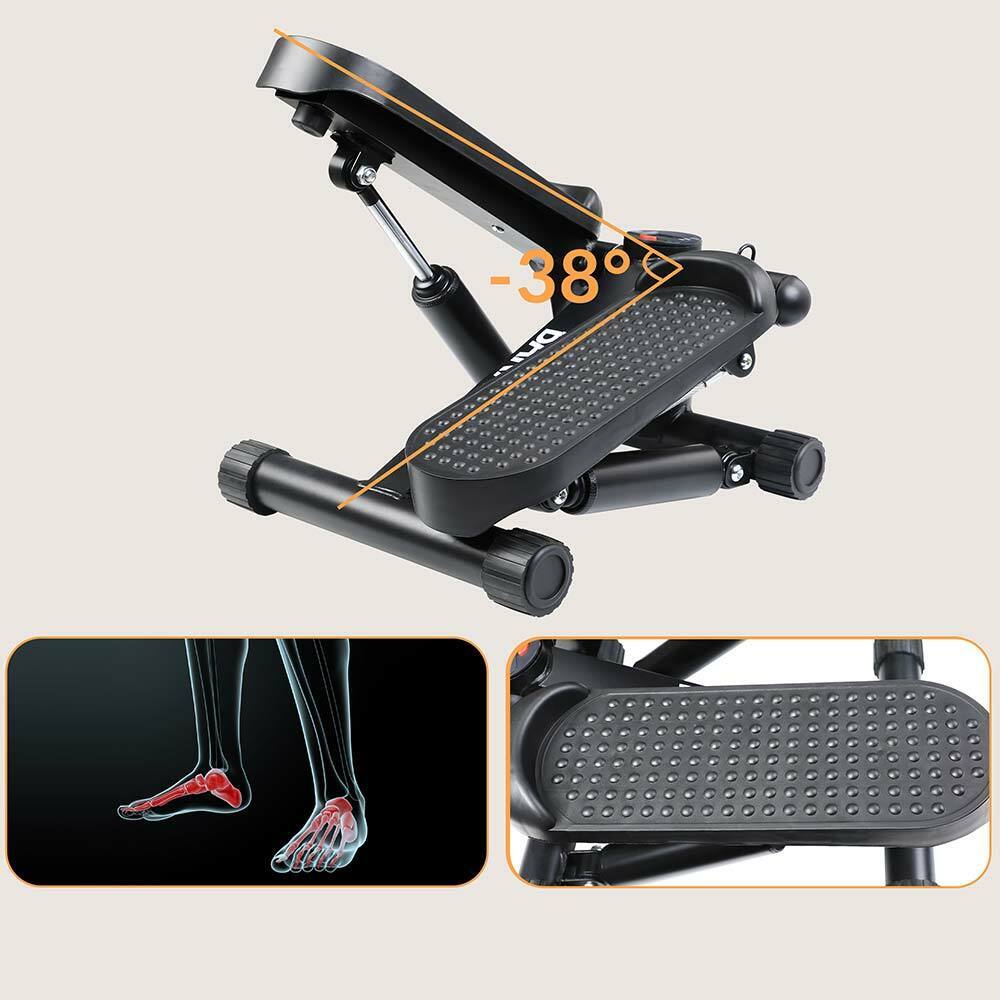 Stepper Allenamento Cardio Fitness Palestra con Manubri Elastici e Display Digitale Nero