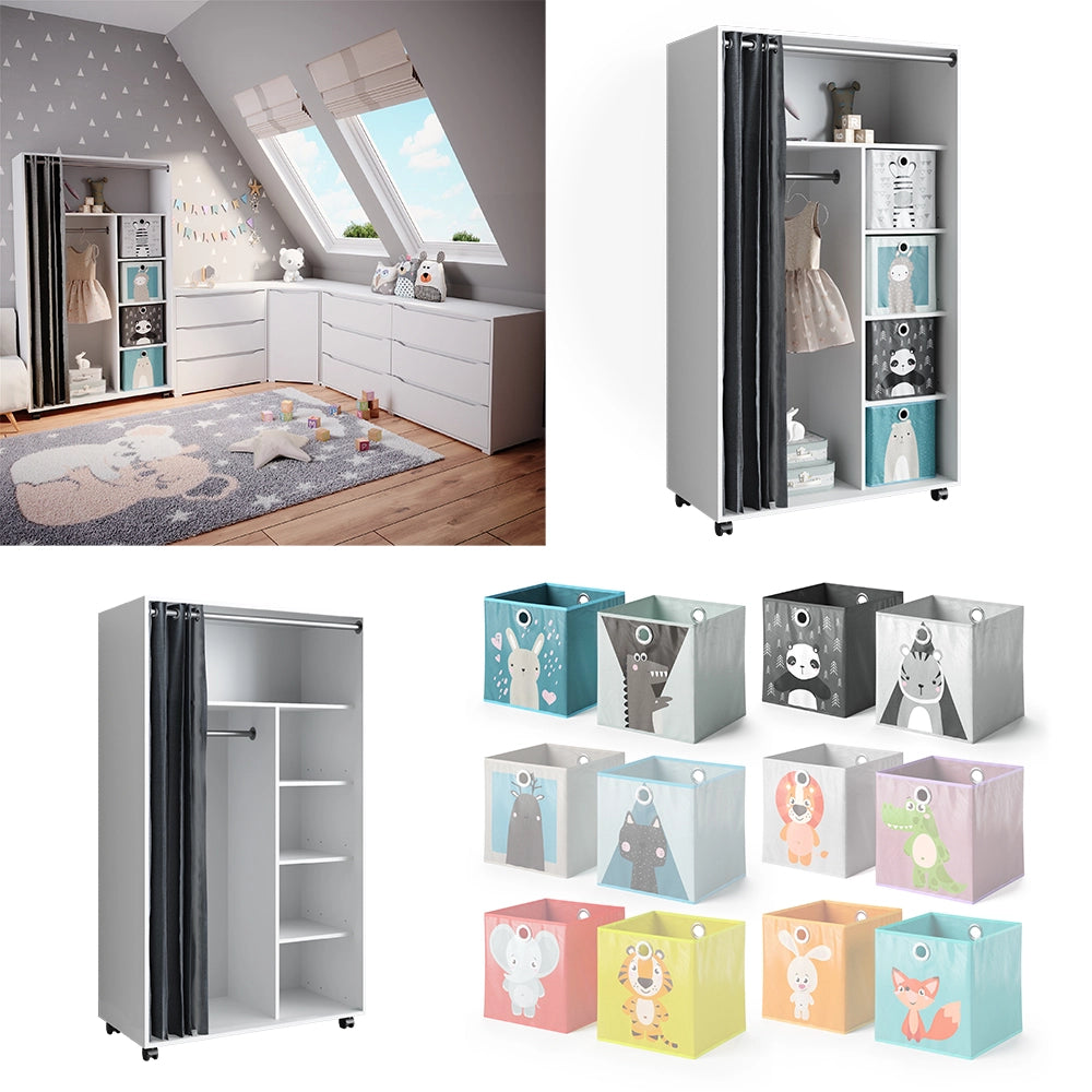 Vicco Armadio multifunzione Bianco 100 x 168 cm