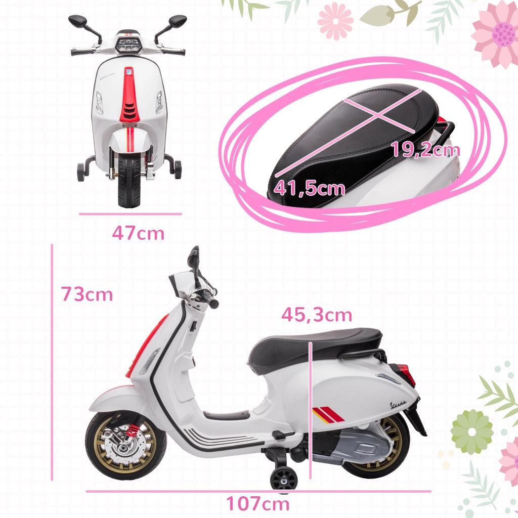 Moto Elettrica Bambini 3 Anni ¨C zephmum ¨C Bianco LED Radio FM 3 km/h 35kg