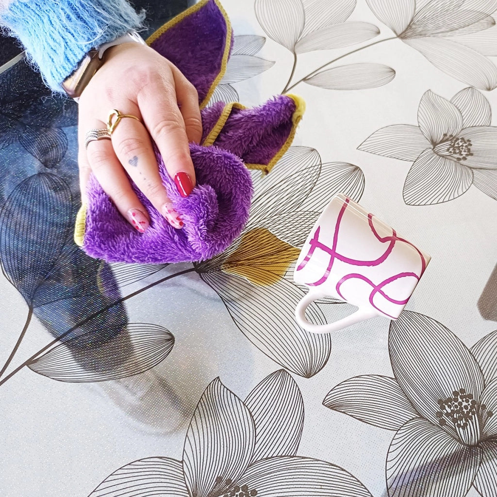 Tovaglia Trasparente Decorata Glitterata Pellicola Pvc 100x120 Cm Tavolo Antimacchia Spessa Fiori (C)