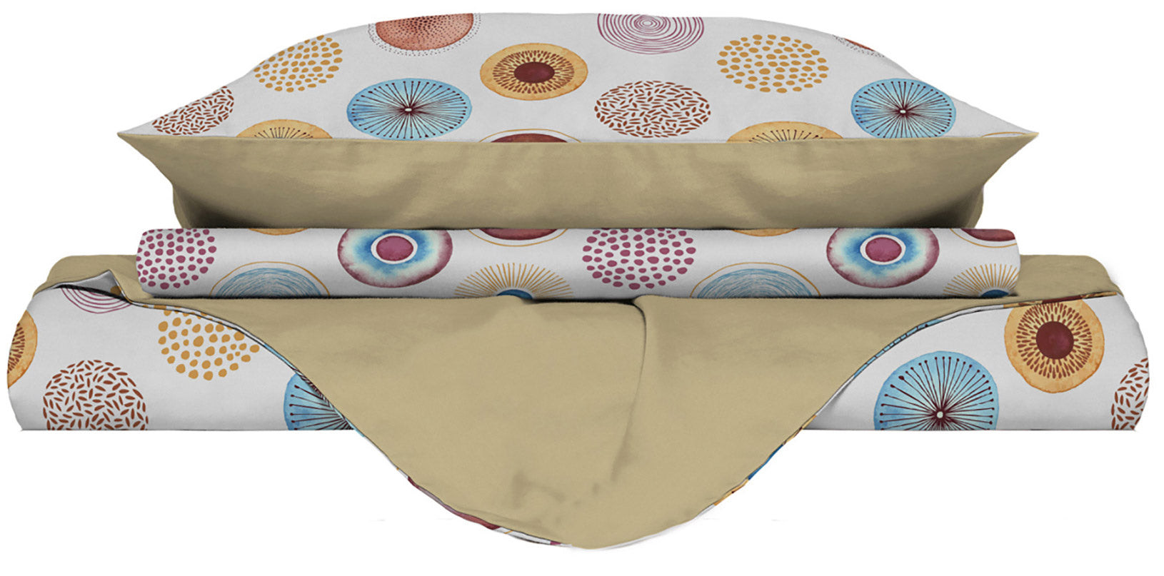 Copripiumino Matrimoniale Double Face con Federe Stampato Circle