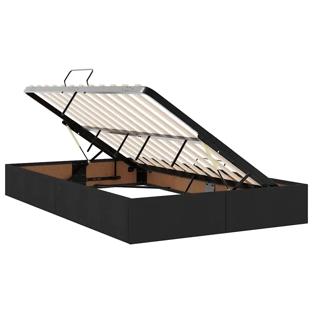 Letto con contenitore e materasso Nero 120 x 200 cm Poliestere