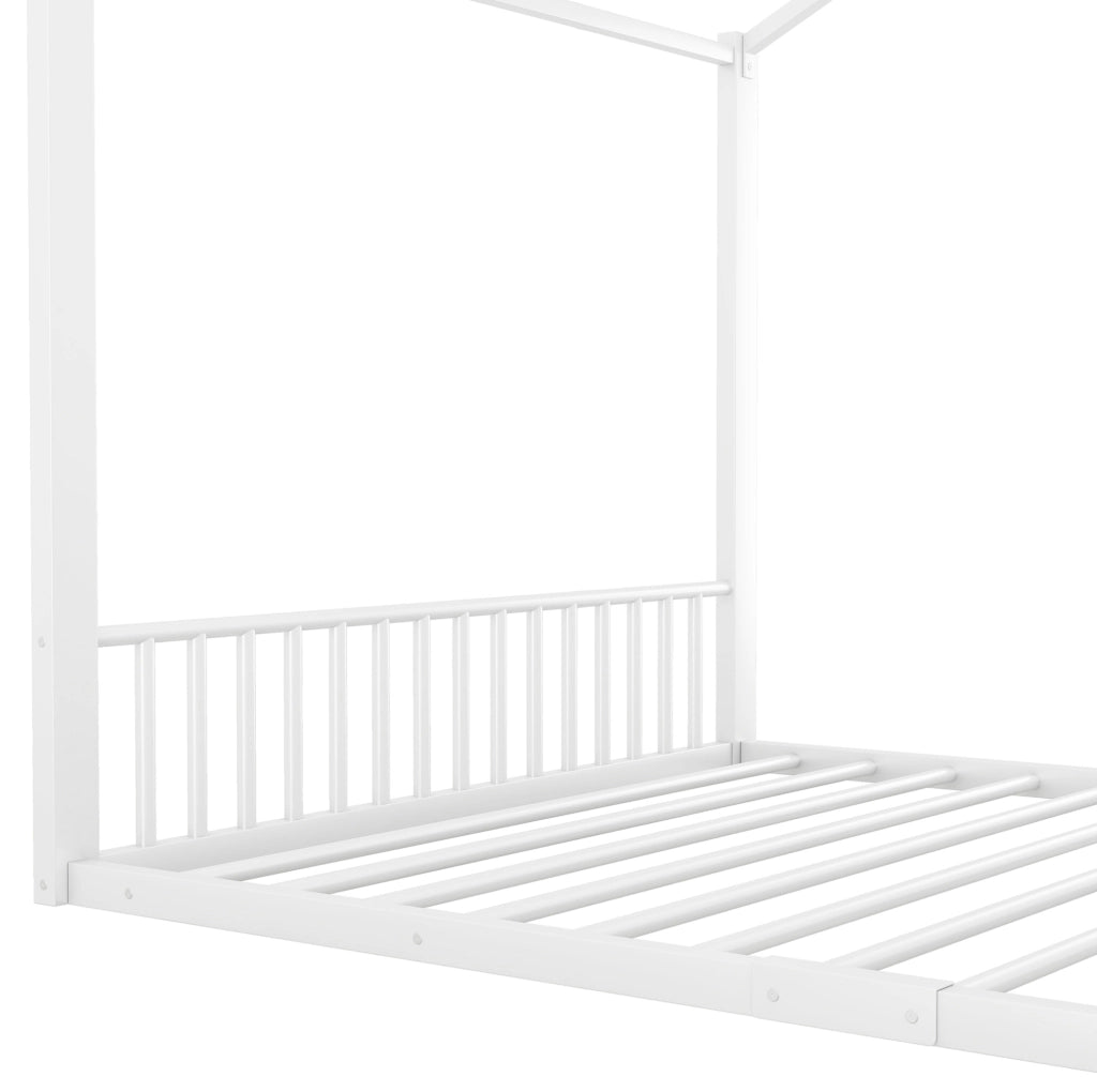 Letto a casetta 140x200 cm; struttura robusta in metallo; bianco (Senza materasso)