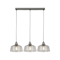 Lampadario Contemporaneo Odéon Acciaio Grigio Trasparente 3 Luci E27