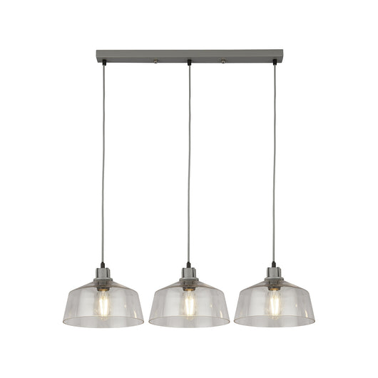 Lampadario Contemporaneo Odéon Acciaio Grigio Trasparente 3 Luci E27