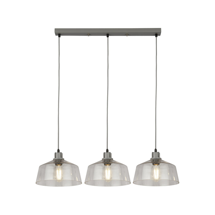 Lampadario Contemporaneo Odéon Acciaio Grigio Trasparente 3 Luci E27