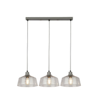 Lampadario Contemporaneo Odéon Acciaio Grigio Trasparente 3 Luci E27