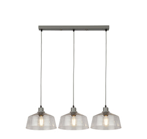 Lampadario Contemporaneo Odéon Acciaio Grigio Trasparente 3 Luci E27