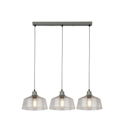 Lampadario Contemporaneo Odéon Acciaio Grigio Trasparente 3 Luci E27