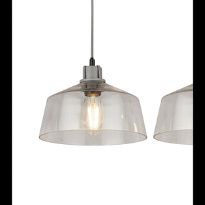 Lampadario Contemporaneo Odéon Acciaio Grigio Trasparente 3 Luci E27