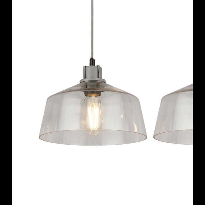 Lampadario Contemporaneo Odéon Acciaio Grigio Trasparente 3 Luci E27