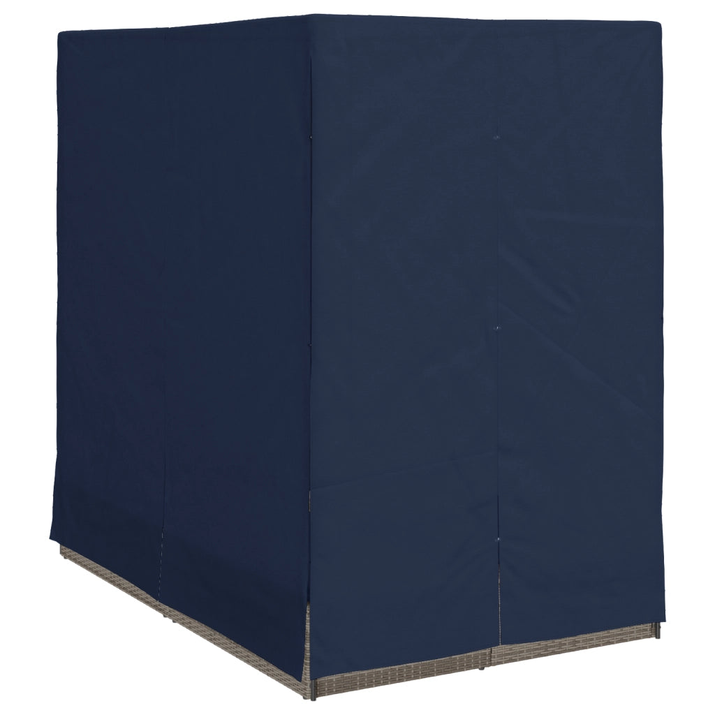Lettino da sole doppio Set di 2 Grigio e blu navy Rattan Grande