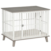 Cuccia per Cani Trasportabile ¨C zephmum ¨C Legno Acciaio Bianco Grigio 86x60x70