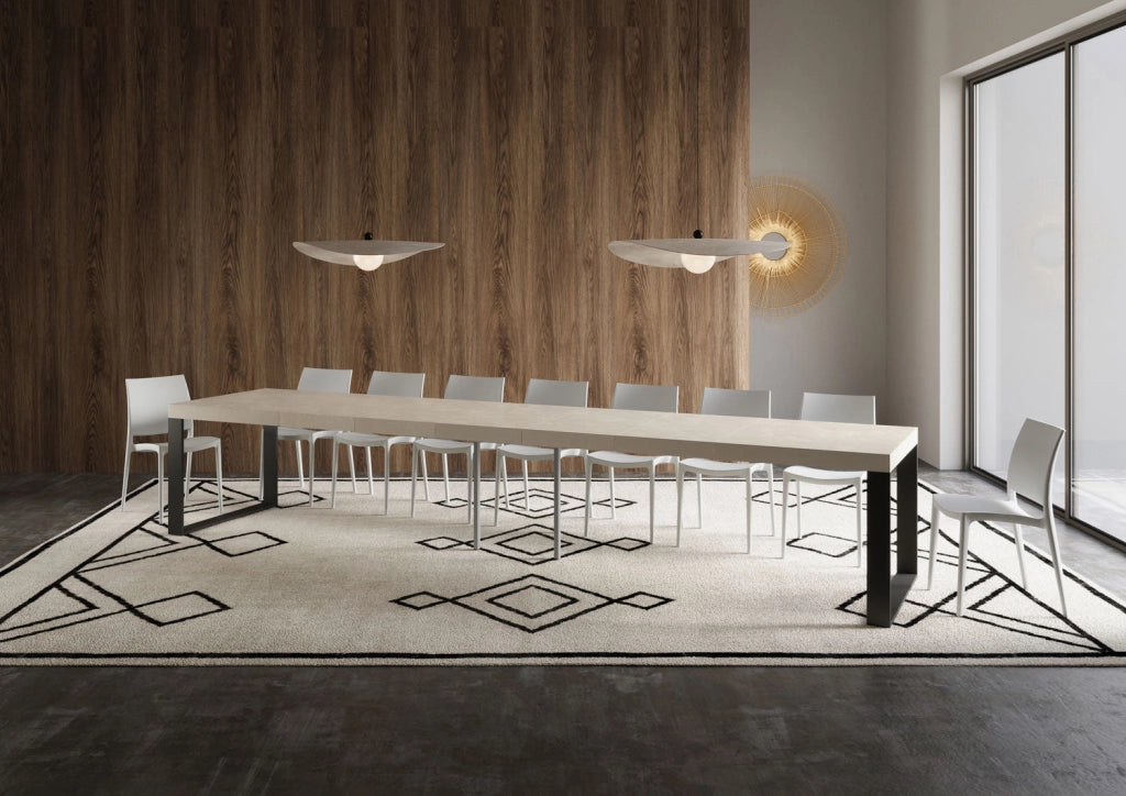 Tavolo Allungabile 160-420x90x77 cm Tecno Premium Cashmere Telaio Antracite