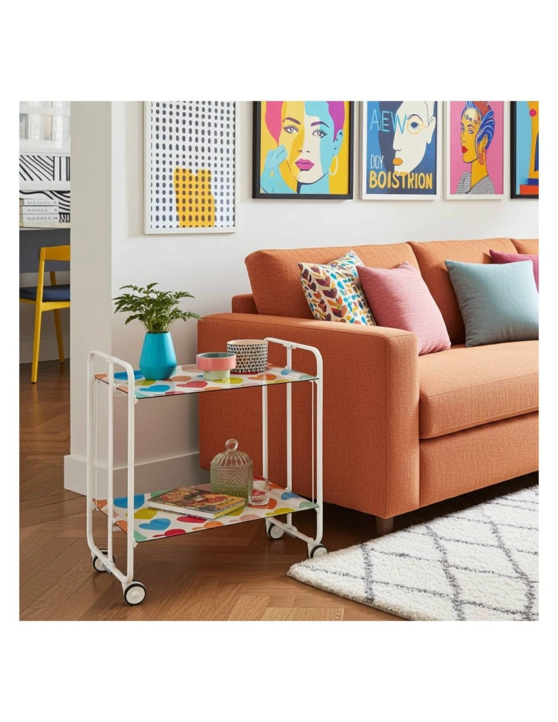 Carrello da cucina pieghevole bianco con ruote BAUHAUS 2 ripiani
