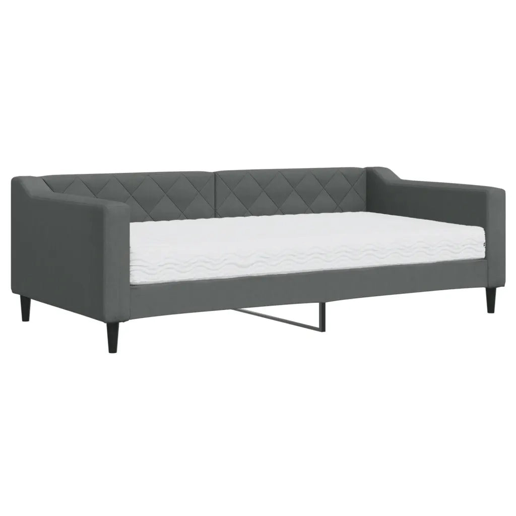 Divano letto | Sof¨¤ letto | Letto singolo con Materasso Grigio Scuro 90x190 cm in Tessuto