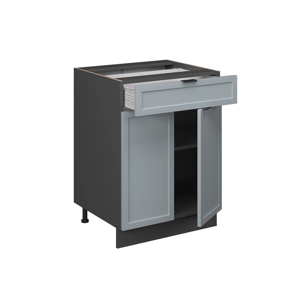 Mobiletto base per cucina Fame-Line Blu-grigio chiaro/Antracite 60 cm con cassetto, PL Rovere Vicco