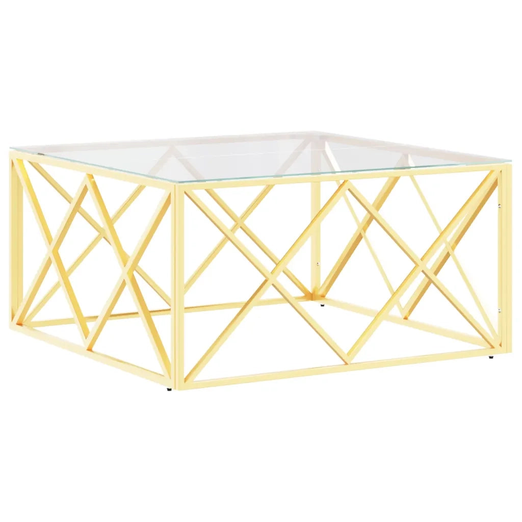Tavolino da Salotto 80x80x40 cm in Acciaio Inox e Vetro 349970